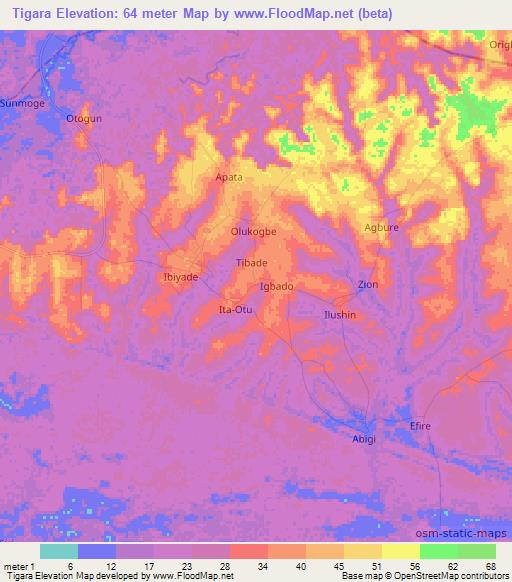 Tigara,Nigeria Elevation Map