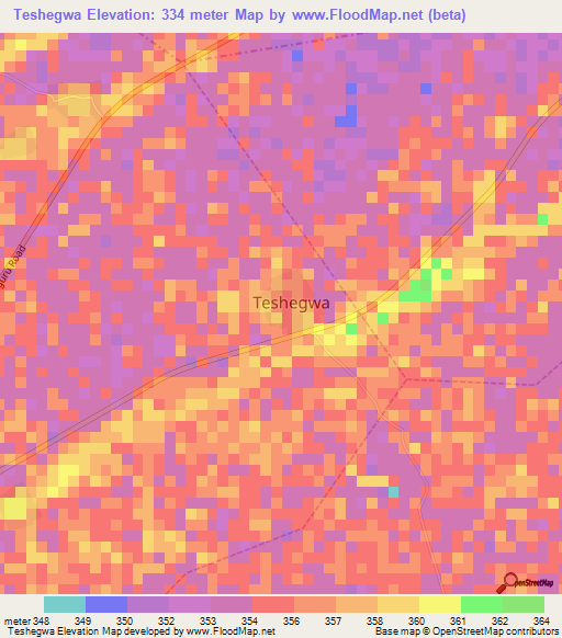 Teshegwa,Nigeria Elevation Map