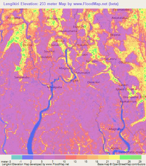 Lengikiri,Nigeria Elevation Map