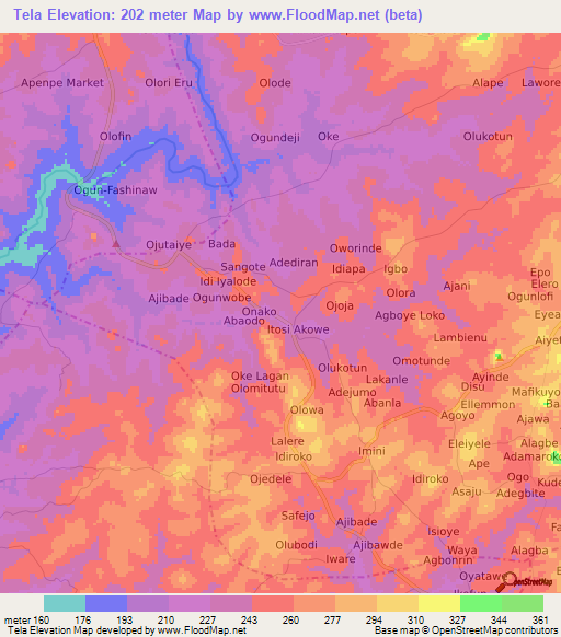 Tela,Nigeria Elevation Map