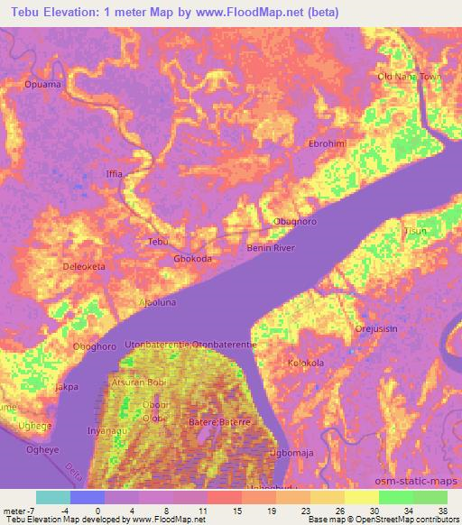 Tebu,Nigeria Elevation Map