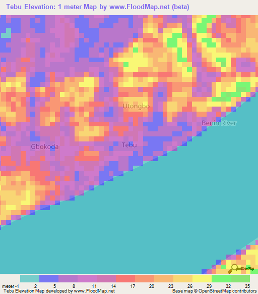 Tebu,Nigeria Elevation Map