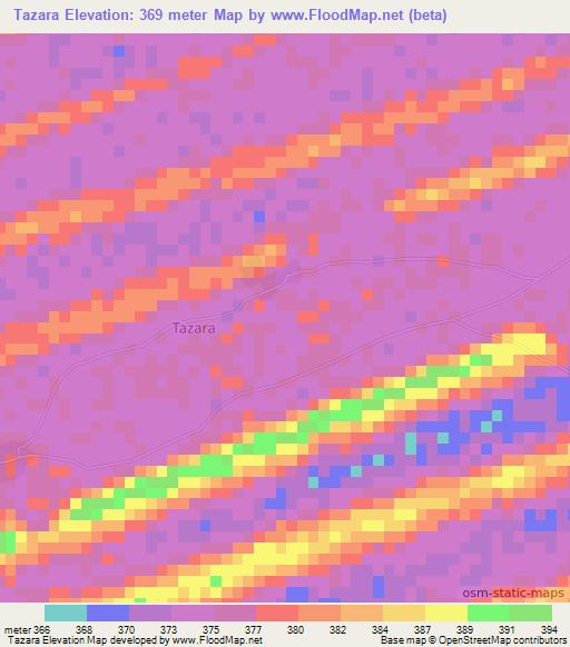 Tazara,Nigeria Elevation Map