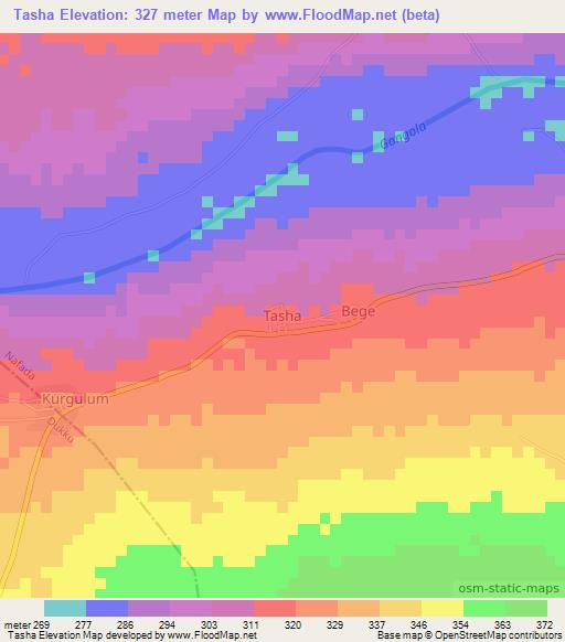 Tasha,Nigeria Elevation Map