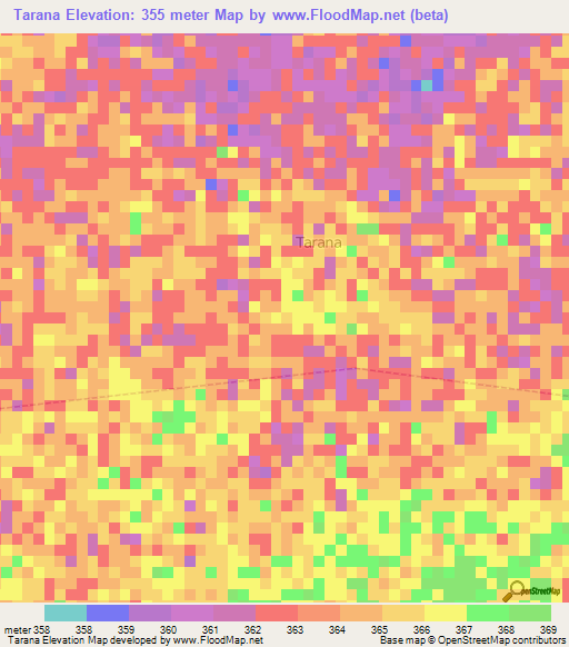 Tarana,Nigeria Elevation Map