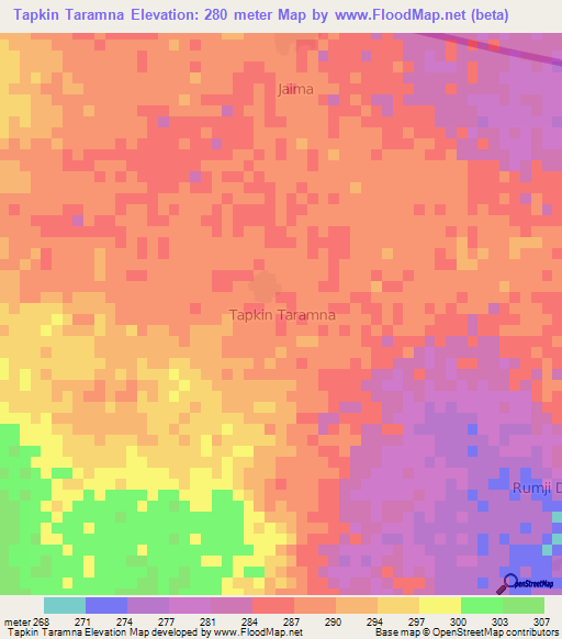 Tapkin Taramna,Nigeria Elevation Map