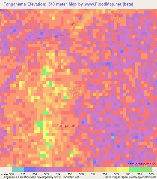 Tanganama,Nigeria Elevation Map