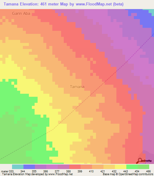 Tamana,Nigeria Elevation Map