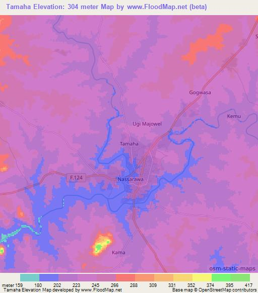 Tamaha,Nigeria Elevation Map