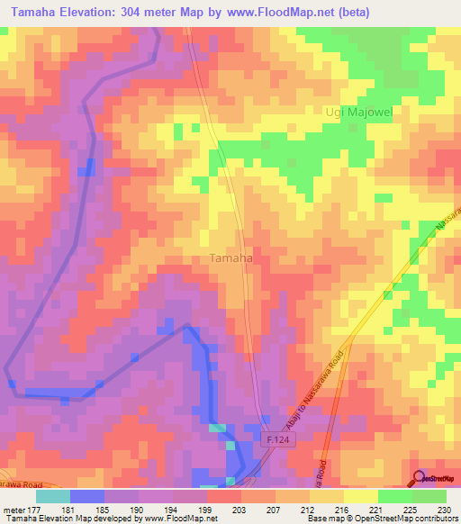 Tamaha,Nigeria Elevation Map