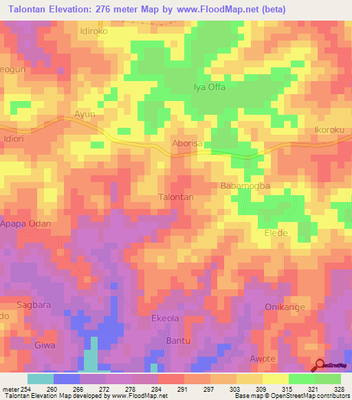 Talontan,Nigeria Elevation Map