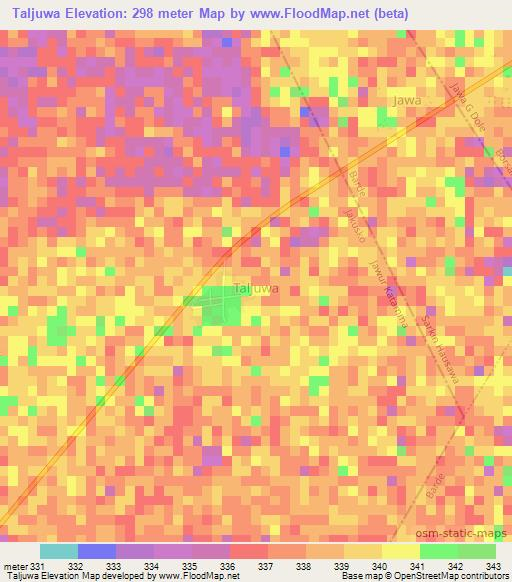 Taljuwa,Nigeria Elevation Map