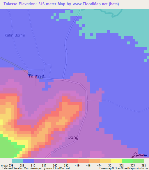 Talasse,Nigeria Elevation Map