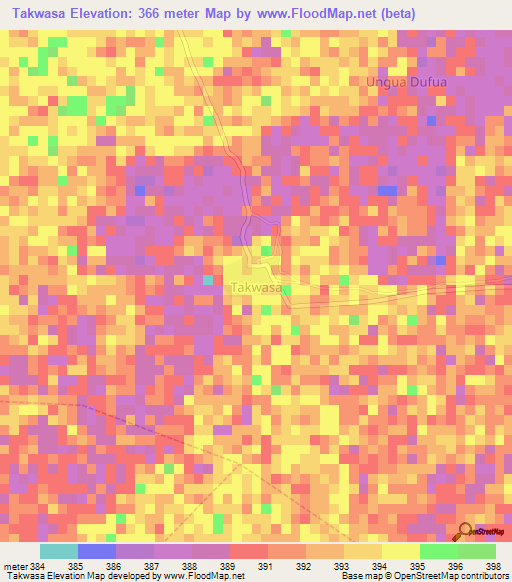 Takwasa,Nigeria Elevation Map