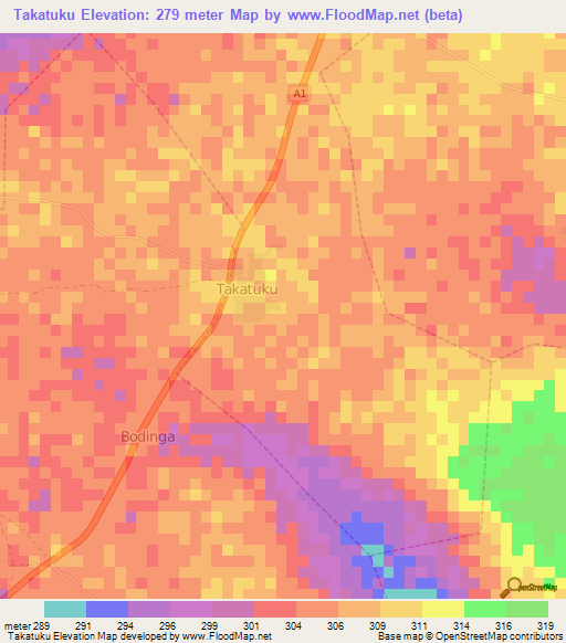 Takatuku,Nigeria Elevation Map