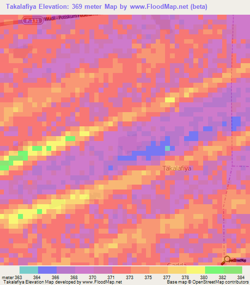 Takalafiya,Nigeria Elevation Map