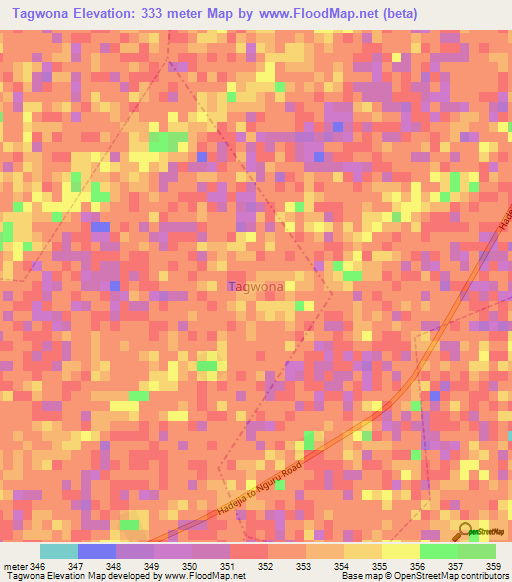 Tagwona,Nigeria Elevation Map