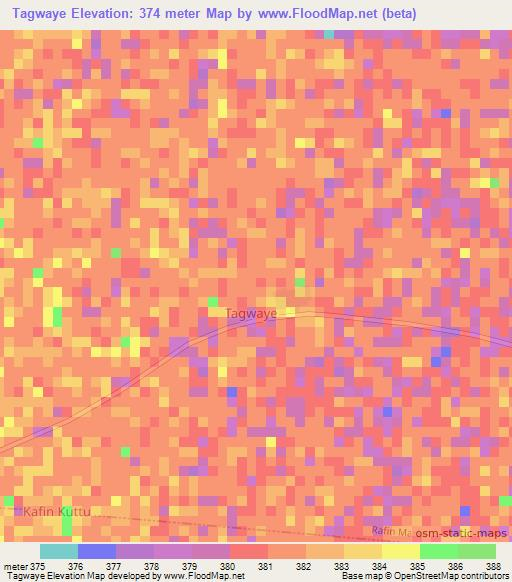 Tagwaye,Nigeria Elevation Map