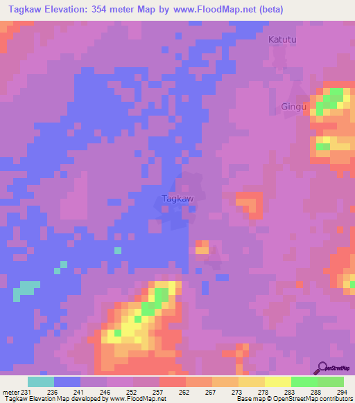 Tagkaw,Nigeria Elevation Map