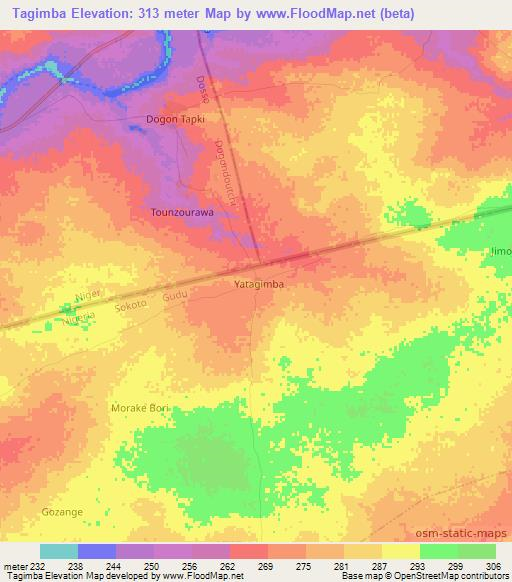 Tagimba,Nigeria Elevation Map