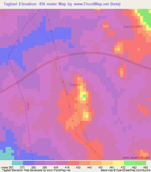 Tagbari,Nigeria Elevation Map