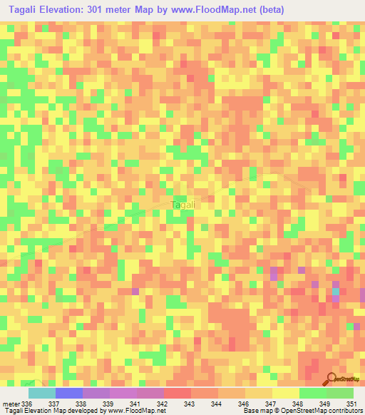 Tagali,Nigeria Elevation Map