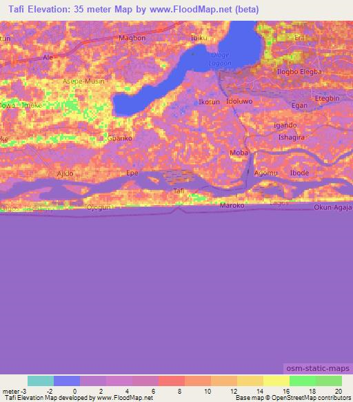 Tafi,Nigeria Elevation Map