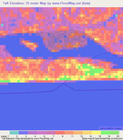 Tafi,Nigeria Elevation Map