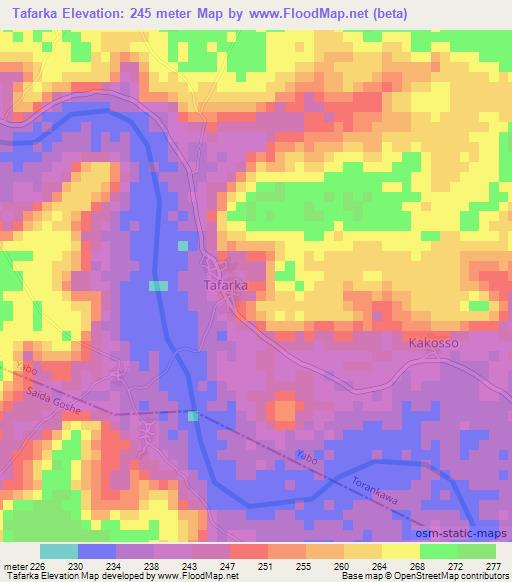 Tafarka,Nigeria Elevation Map