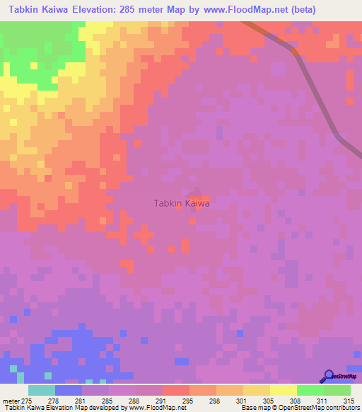 Tabkin Kaiwa,Nigeria Elevation Map