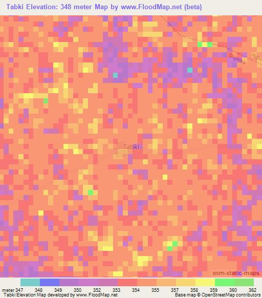 Tabki,Nigeria Elevation Map
