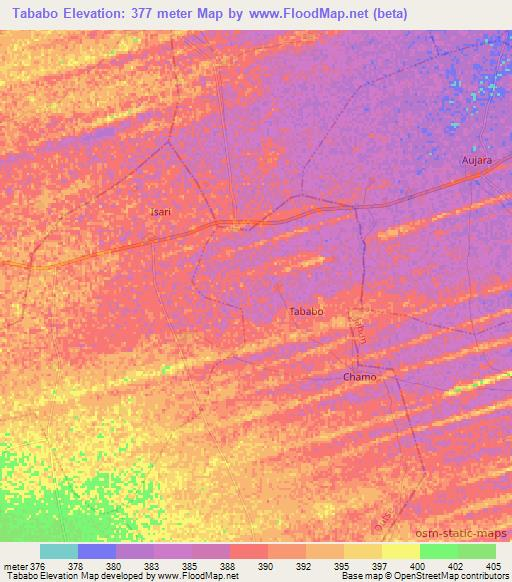 Tababo,Nigeria Elevation Map