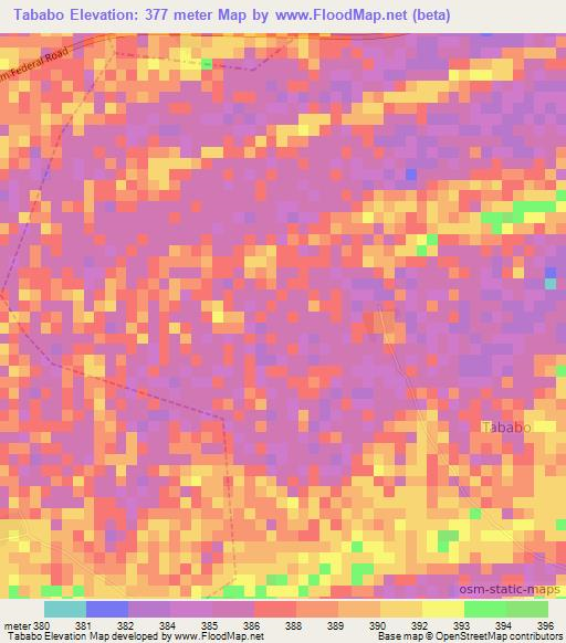 Tababo,Nigeria Elevation Map