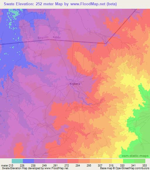 Swate,Nigeria Elevation Map