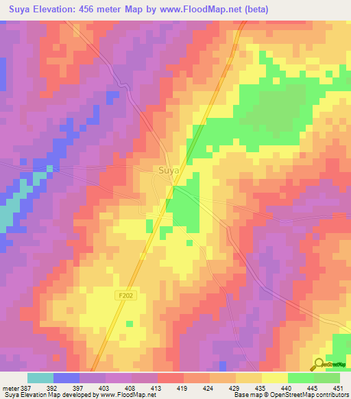 Suya,Nigeria Elevation Map