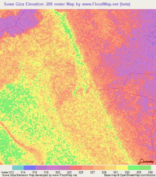 Suwa Giza,Nigeria Elevation Map