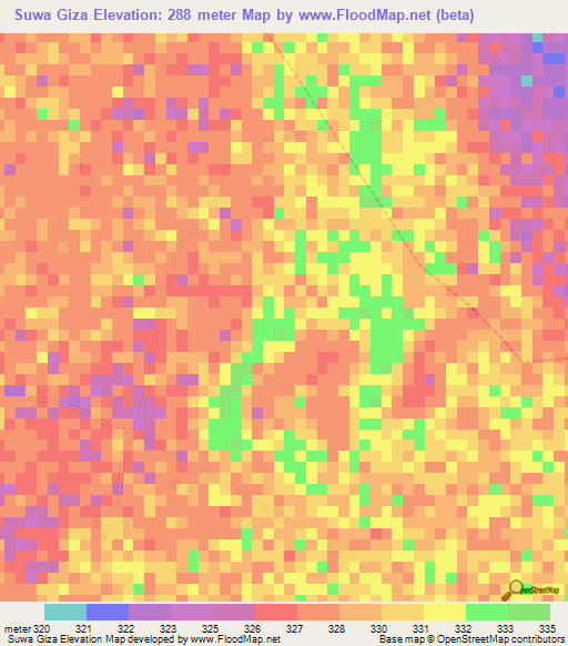 Suwa Giza,Nigeria Elevation Map