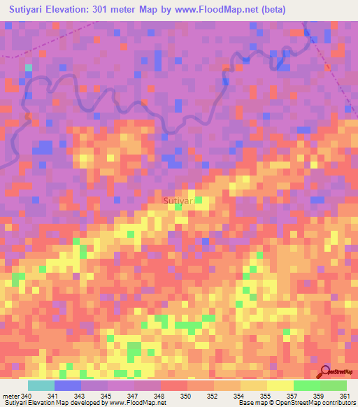 Sutiyari,Nigeria Elevation Map