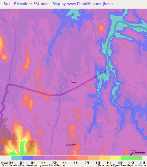 Susu,Nigeria Elevation Map