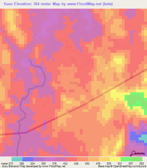 Susu,Nigeria Elevation Map