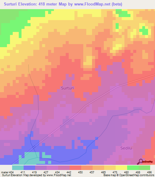 Surturi,Nigeria Elevation Map