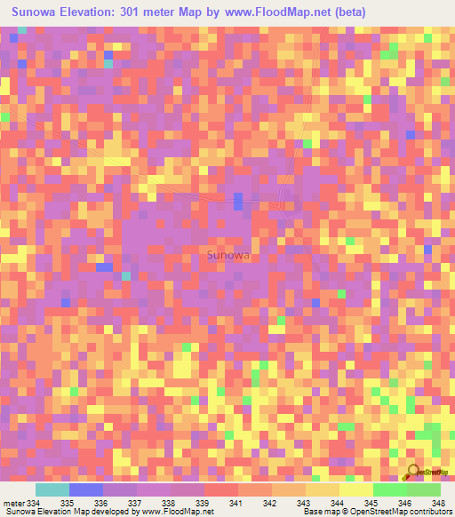 Sunowa,Nigeria Elevation Map