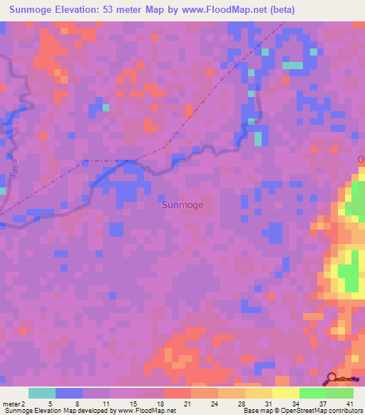 Sunmoge,Nigeria Elevation Map