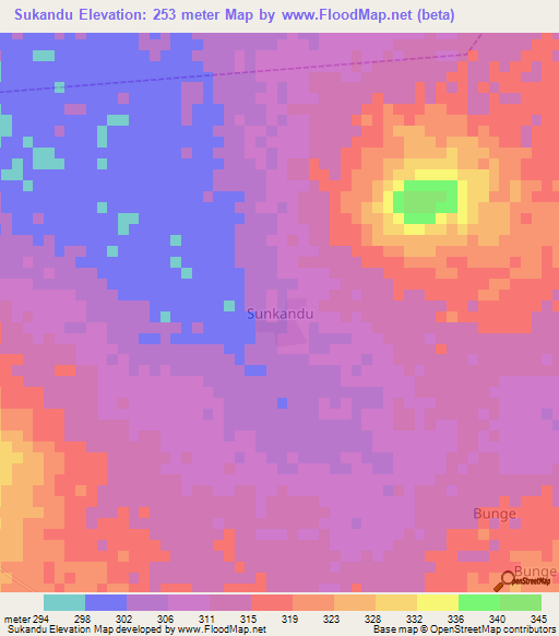 Sukandu,Nigeria Elevation Map