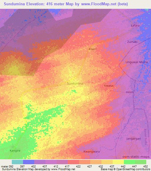 Sundumina,Nigeria Elevation Map