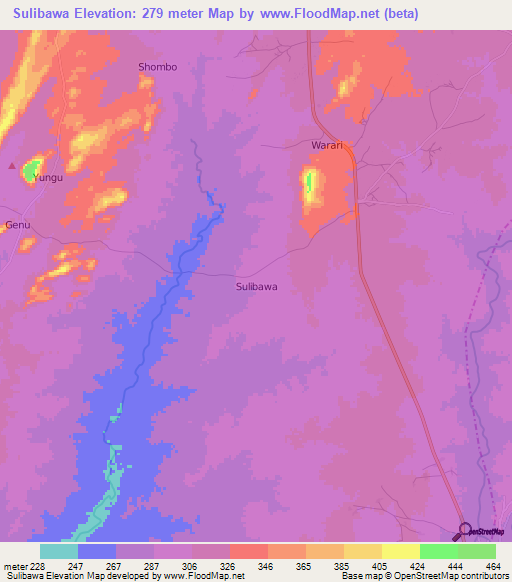 Sulibawa,Nigeria Elevation Map