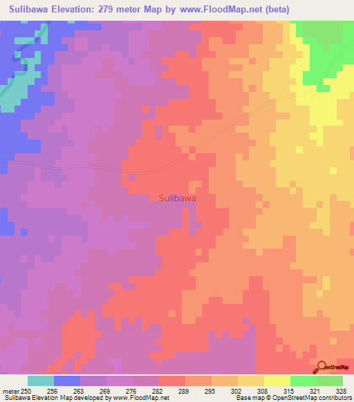 Sulibawa,Nigeria Elevation Map