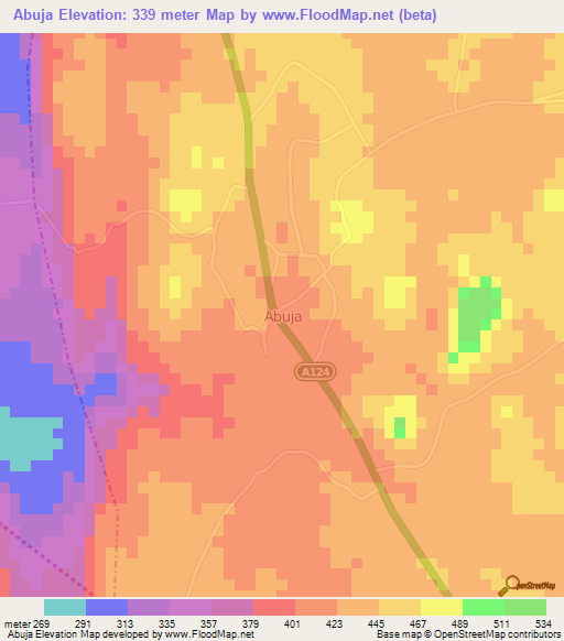 Abuja,Nigeria Elevation Map