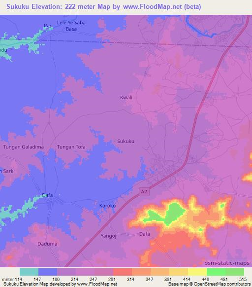 Sukuku,Nigeria Elevation Map