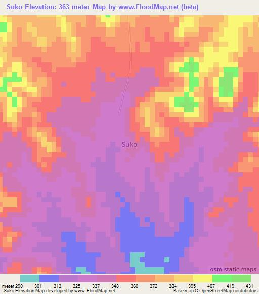 Suko,Nigeria Elevation Map